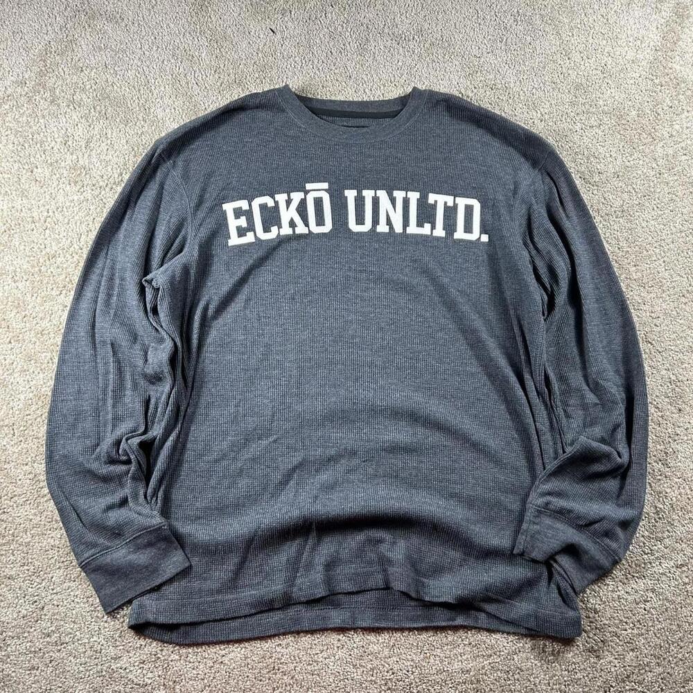 Vintage Ecko Unlimited Long Sleeve Thermal Waffle Knit Skater Tee Shirt
